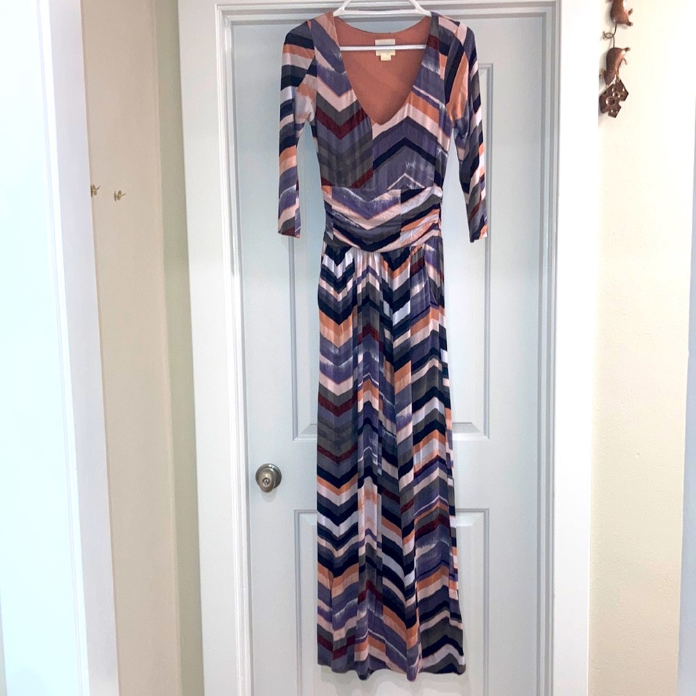 Maeve Maxi dress side ruching at waist